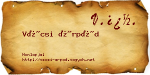 Vécsi Árpád névjegykártya