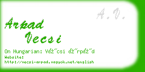 arpad vecsi business card